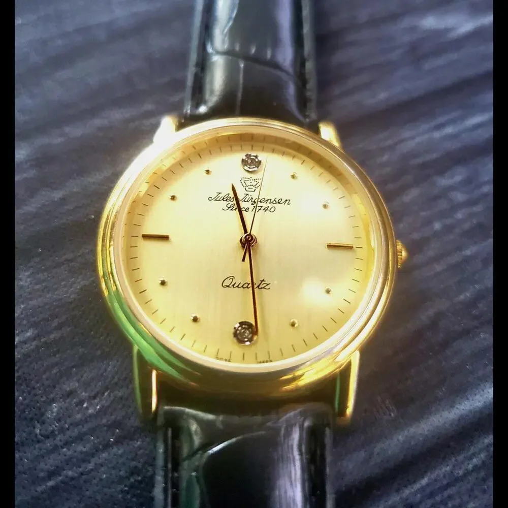 Rare‎ 1970s Jules Jurgensen Men’s 377 Gold Diamond Dial Watch